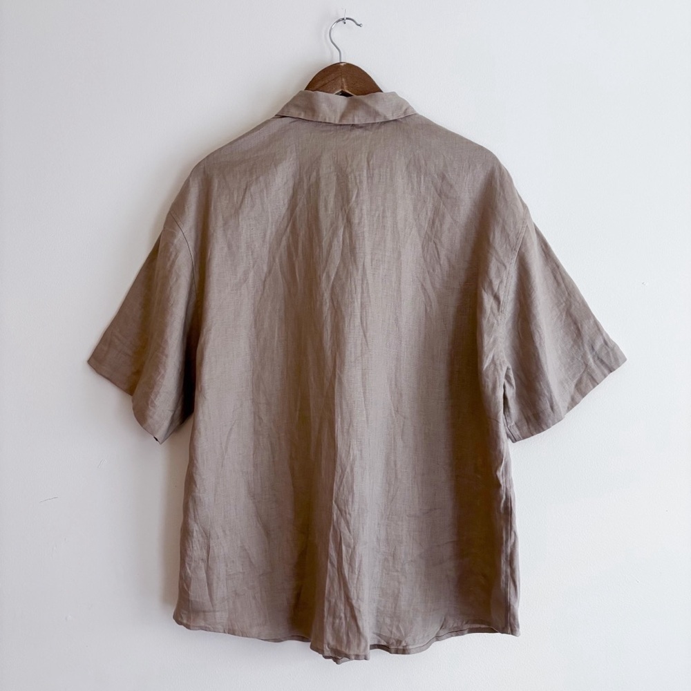 Eberjey Tan Linen Oversized Button Down Shirt Medium Minimalist Summer - Picture 4 of 8